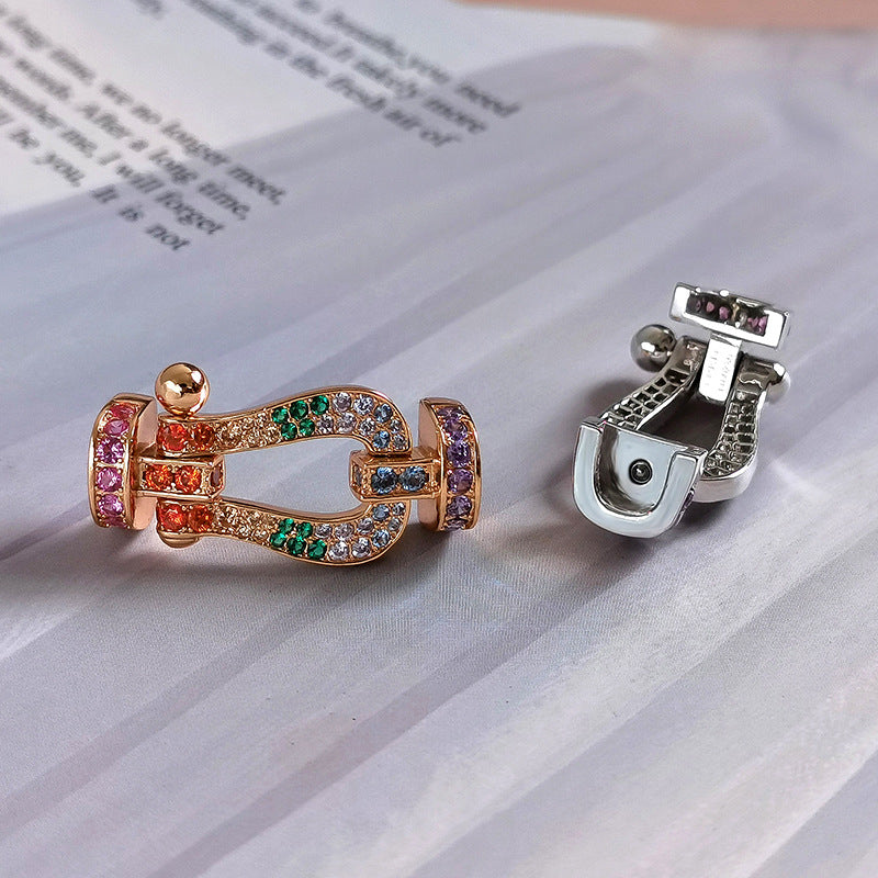 [：Polaidi Jewelry]FORC LARGE HORSESHOE  COLORED DIAMOND BRACELET SILVER