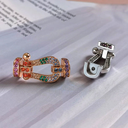 [：Polaidi Jewelry]FORC LARGE HORSESHOE  COLORED DIAMOND BRACELET SILVER