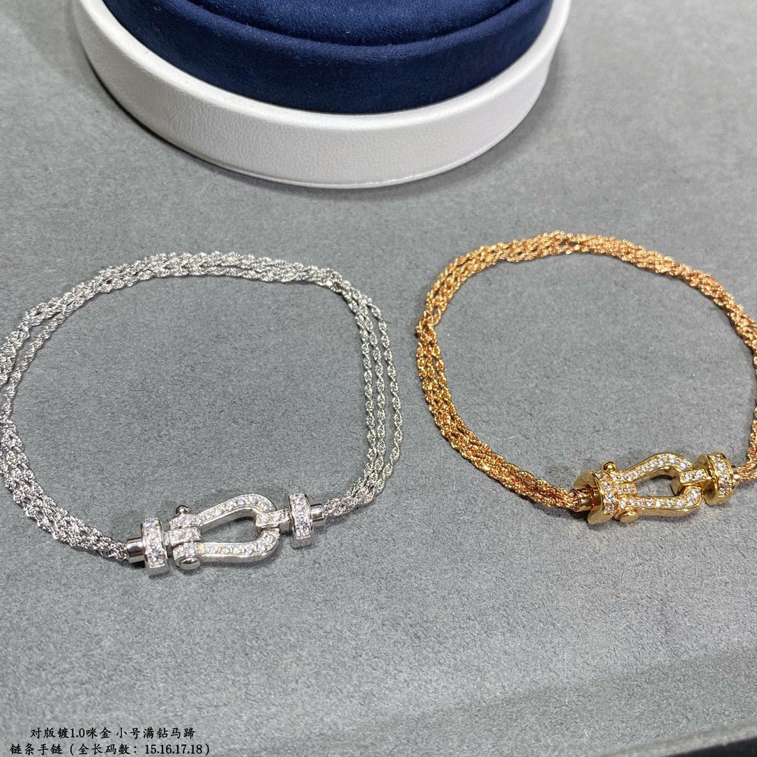 [：Polaidi Jewelry]ホースシューダイヤモンドチェーンロープブレスレット（スモール）