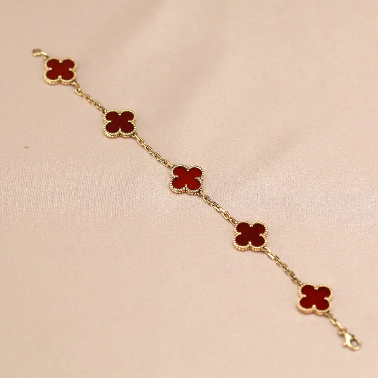 [Polaidi Jewelry] CLOVER 5 MOTIF RED CARNELIAN BRACELET COLLECTION