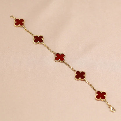 [Polaidi Jewelry] CLOVER 5 MOTIF RED CARNELIAN BRACELET COLLECTION
