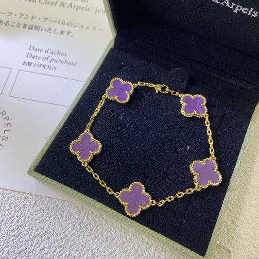 [Polaidi Jewelry]CLOVER  5 MOTIFS  PURPLE VIOLET BRACELET
