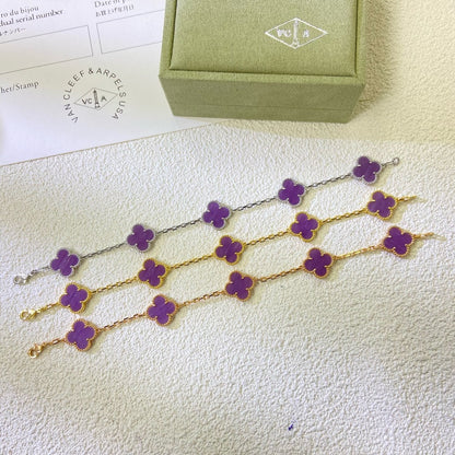 [：Polaidi Jewelry]CLOVER  5 MOTIFS  PURPLE VIOLET BRACELET