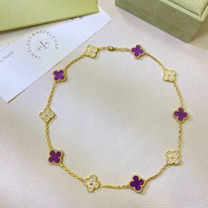 [Polaidi Jewelry]CLOVER 10 MOTIFS  PURPLE VIOLET DIAMOND NECKLACE