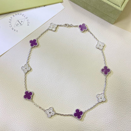 [Polaidi Jewelry]CLOVER 10 MOTIFS  PURPLE VIOLET DIAMOND NECKLACE