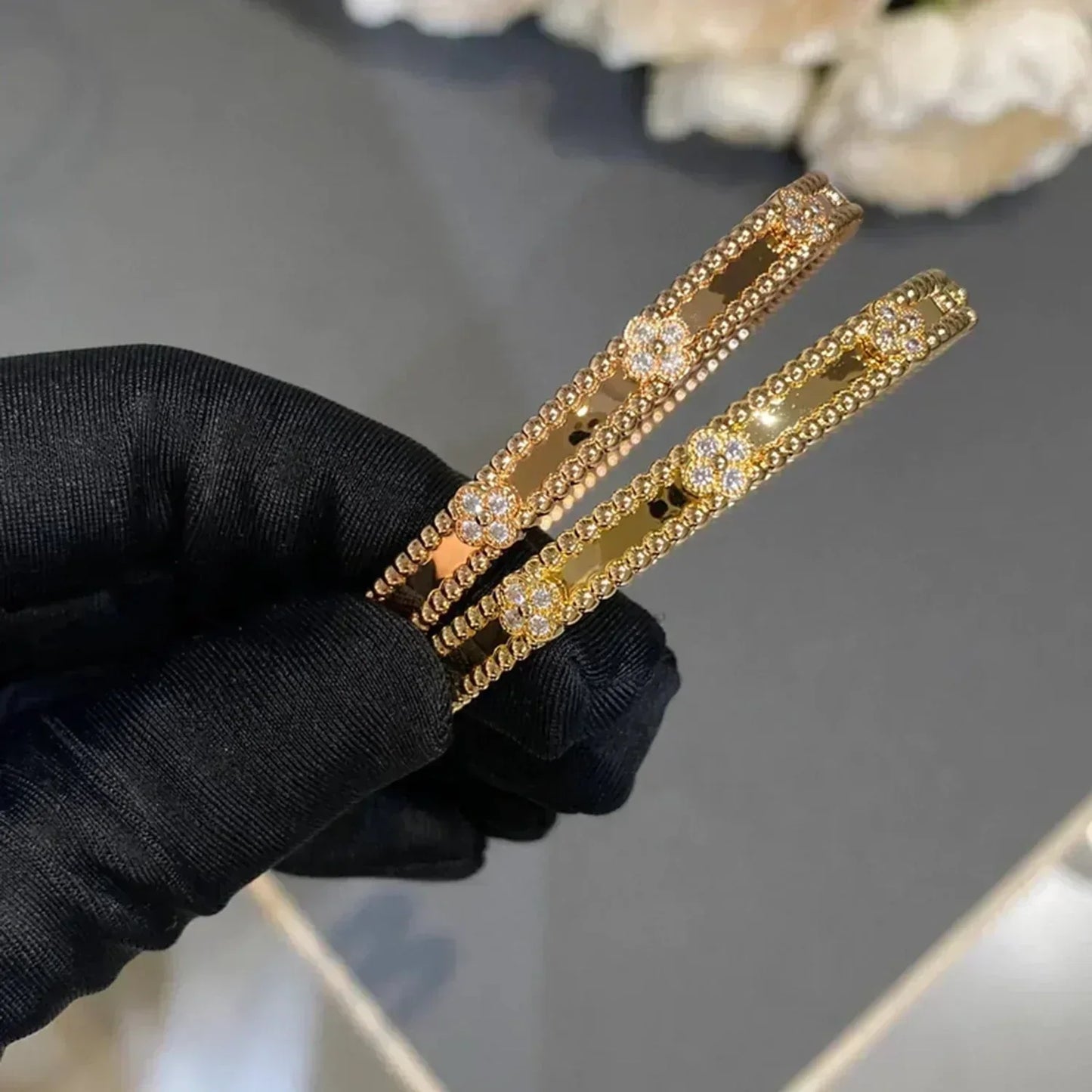 [：Polaidi Jewelry]CLOVER BRACELET 4MM DIAMONDS
