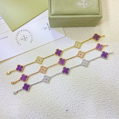 [：Polaidi Jewelry]CLOVER  5 MOTIFS  PURPLE VIOLET DIAMOND BRACELET