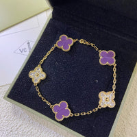 [Polaidi Jewelry ]CLOVER  5 MOTIFS  PURPLE VIOLET DIAMOND BRACELET