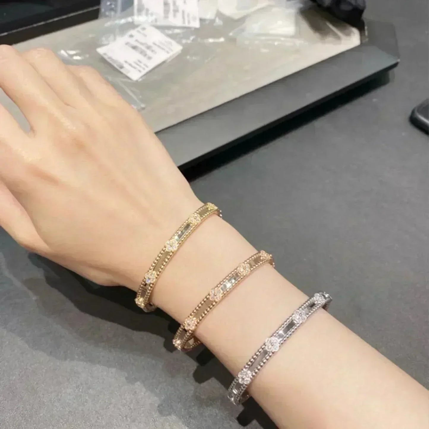 [：Polaidi Jewelry]CLOVER BRACELET 4MM DIAMONDS