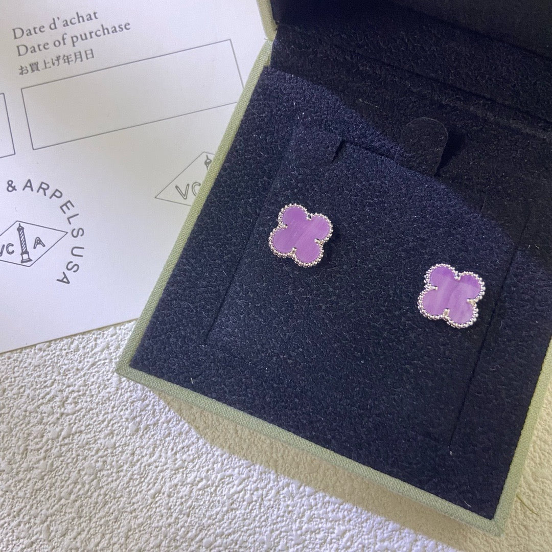 [Polaidi Jewelry]CLOVER MINI 9.5MM  PURPLE VIOLET EARRINGS
