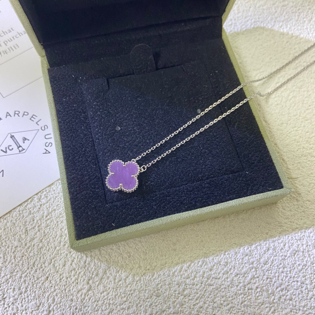 [Polaidi Jewelry]CLOVER 15MM  PURPLE VIOLET NECKLACE