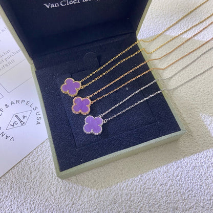 [Polaidi Jewelry]CLOVER 15MM  PURPLE VIOLET NECKLACE