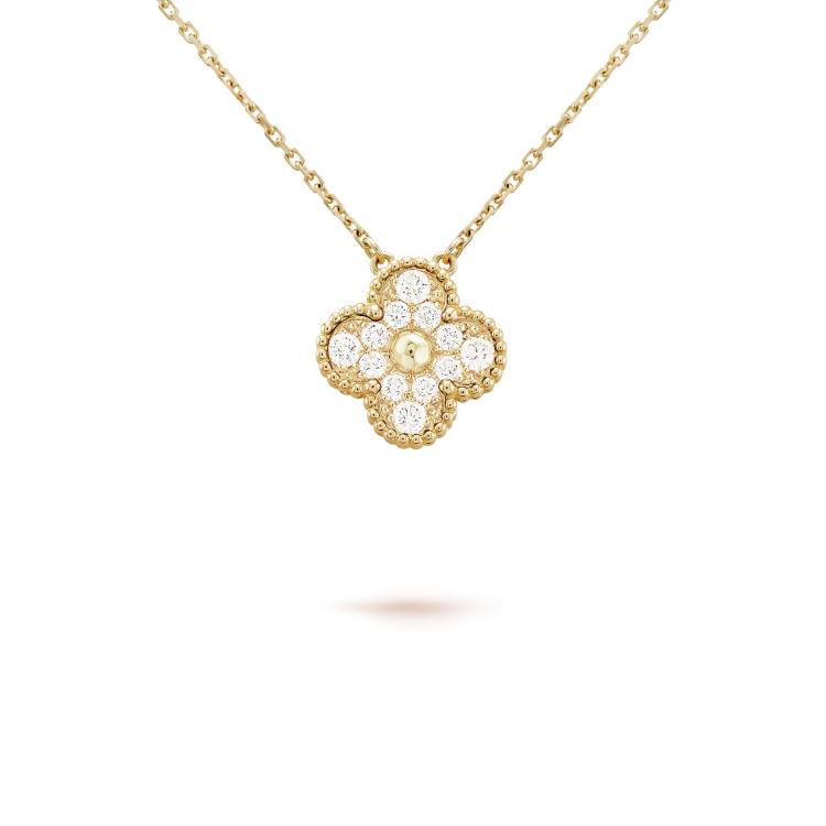 [Polaidi Jewelry]CLOVER 15MM DIAMOND SINGLE FLOWER NECKLACE