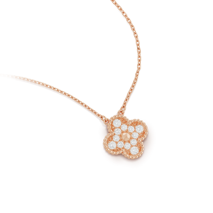 [：Polaidi Jewelry]CLOVER 15MM DIAMOND SINGLE FLOWER NECKLACE