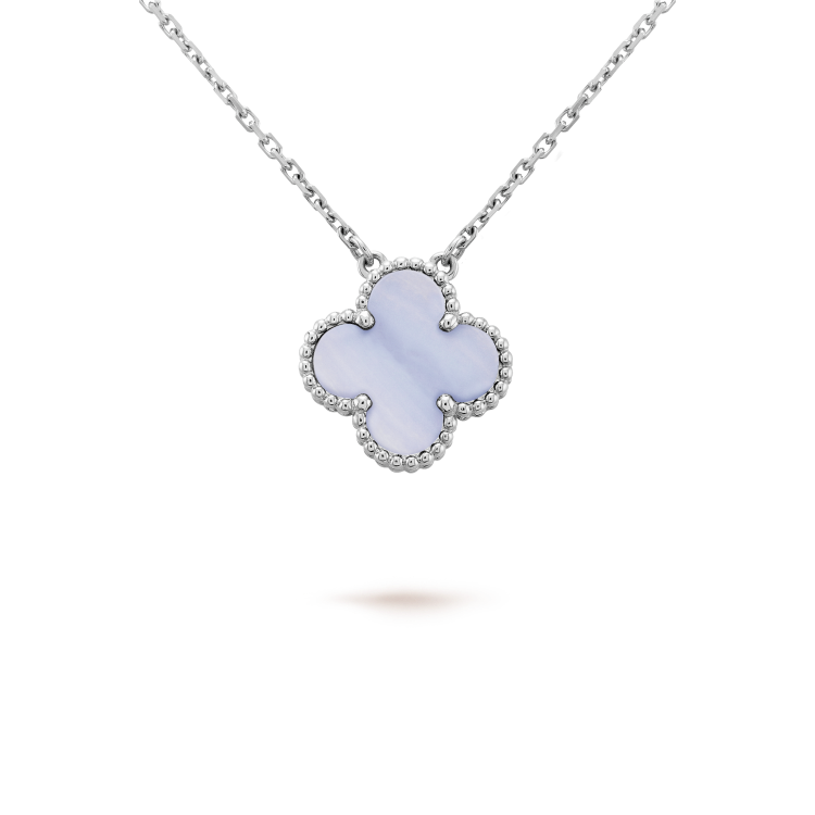 [：Polaidi Jewelry]CLOVER 15MM BLUE CHALCEDONY NECKLACE SILVER