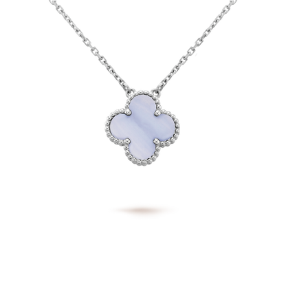 [：Polaidi Jewelry]CLOVER 15MM BLUE CHALCEDONY NECKLACE SILVER