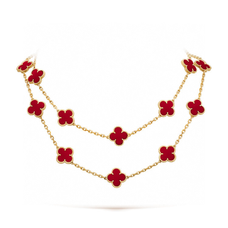 [Polaidi Jewelry]CLOVER 20 MOTIFS CARNELIAN NECKLACE