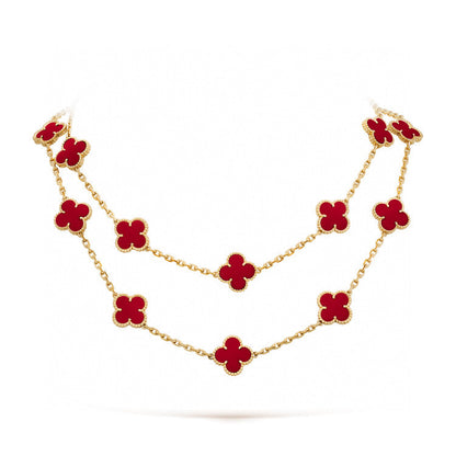 [：Polaidi Jewelry]CLOVER 20 MOTIFS CARNELIAN NECKLACE