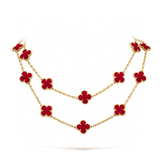 [：Polaidi Jewelry]CLOVER 20 MOTIFS CARNELIAN NECKLACE