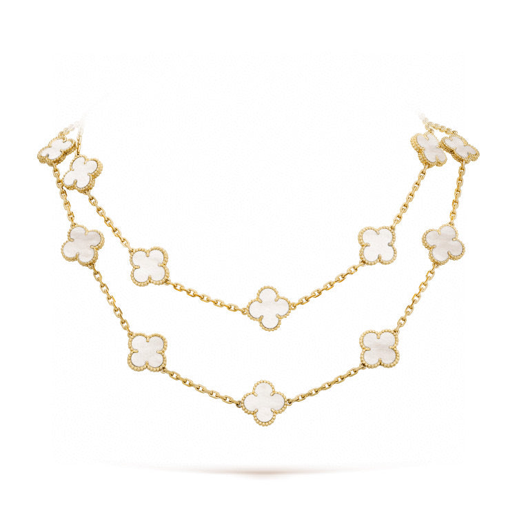 [：Polaidi Jewelry]CLOVER 20 MOTIFS WHITE MOP NECKLACE