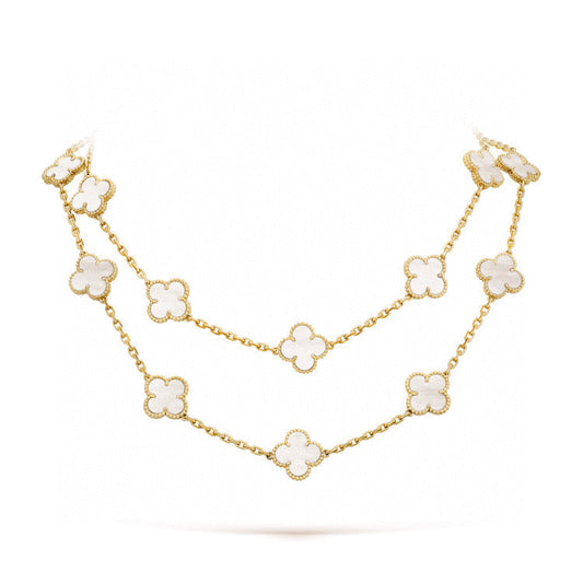 [：Polaidi Jewelry]CLOVER 20 MOTIFS WHITE MOP NECKLACE
