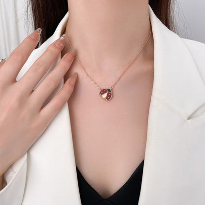 [：Polaidi Jewelry]LUCKY  CARNELIANS LADYBUG NECKLACE