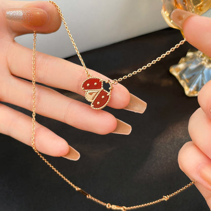 [：Polaidi Jewelry]LUCKY  CARNELIANS LADYBUG NECKLACE