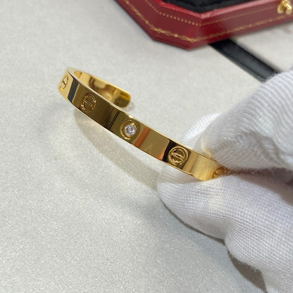 [Polaidi Jewelry]LOVE BRACELET 6.1MM 1 DIAMOND OPEN CUFF