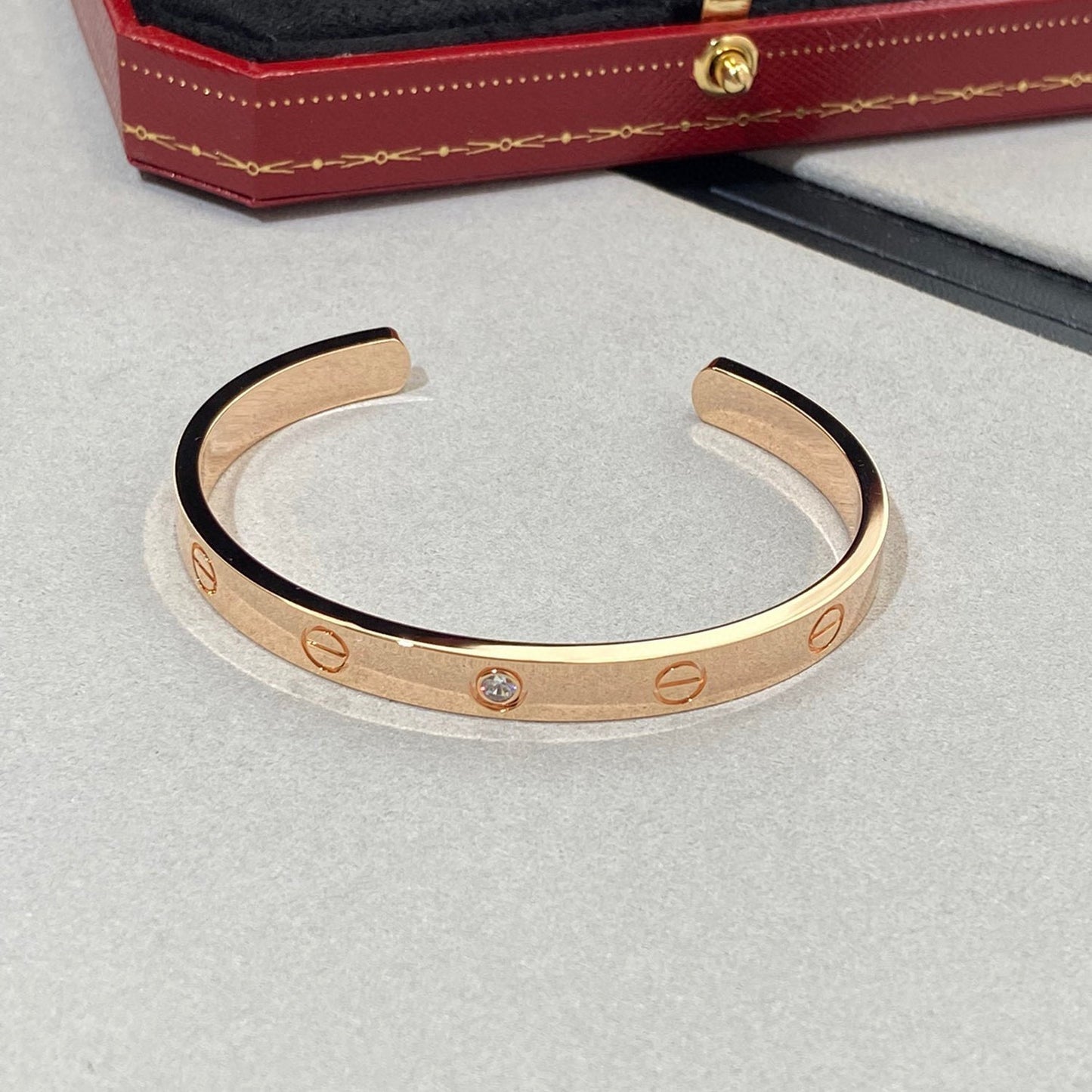 [Polaidi Jewelry]LOVE BRACELET 6.1MM 1 DIAMOND OPEN CUFF