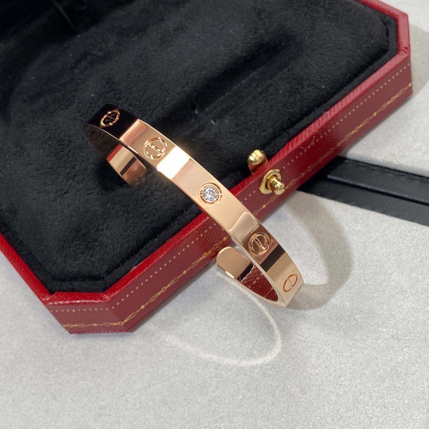 [Polaidi Jewelry]LOVE BRACELET 6.1MM 1 DIAMOND OPEN CUFF