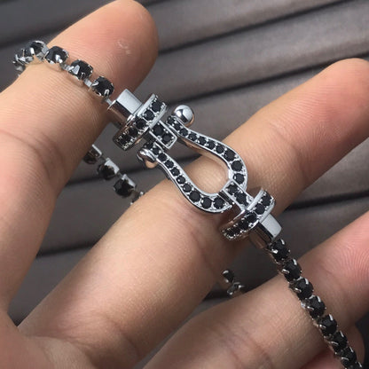 [Polaidi Jewelry]FORCE  LARGE HORSESHOE FULL DIAMOND TENNIS BRACELET