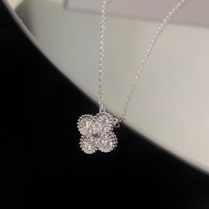 [：Polaidi Jewelry]CLOVER 15MM DIAMOND SINGLE FLOWER NECKLACE