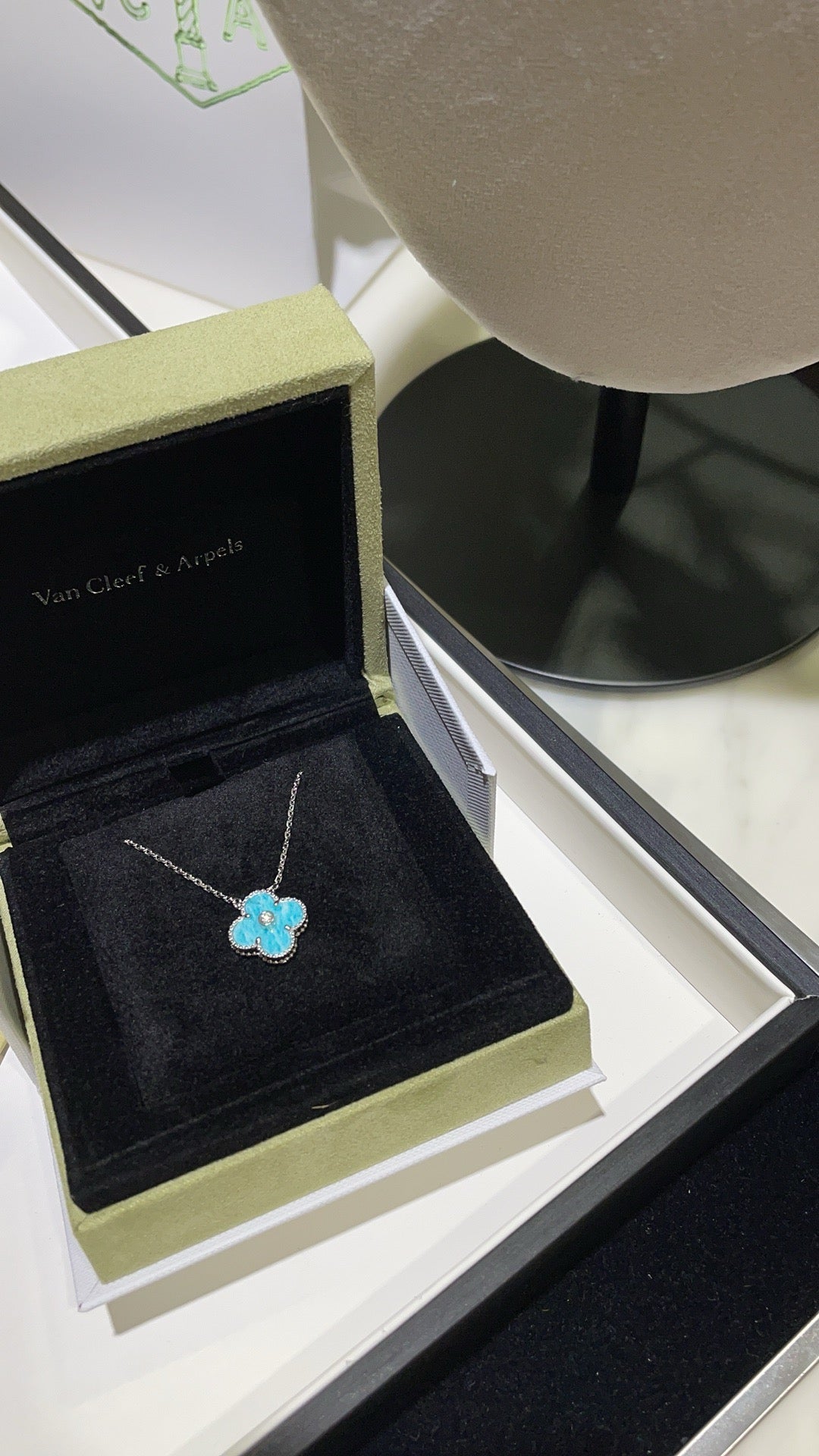 [：Polaidi Jewelry]CLOVER 15MM DIAMOND SVRES PORCELAIN  NECKLACE SILVER