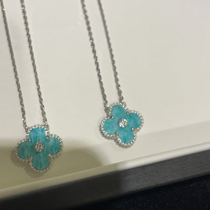 [Polaidi Jewelry]CLOVER 15MM DIAMOND SVRES PORCELAIN  NECKLACE SILVER