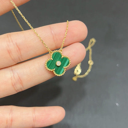 [Polaidi Jewelry]CLOVER 15MM DIAMOND TURQUOISE NECKLACE