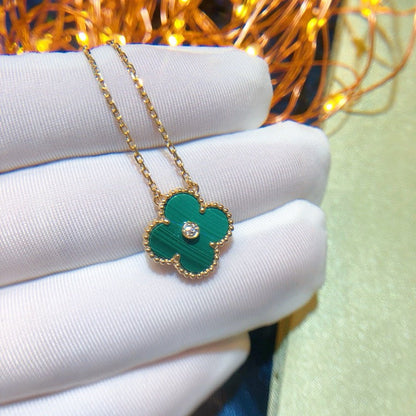 [：Polaidi Jewelry]CLOVER 15MM DIAMOND TURQUOISE NECKLACE