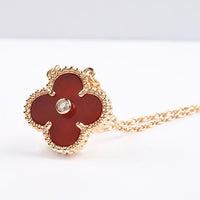 [Polaidi Jewelry ]CLOVER 15MM DIAMOND CARNELIAN NECKLACE