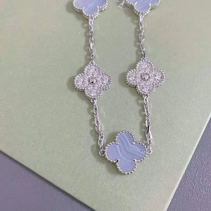 [Polaidi Jewelry] CLOVER 5 MOTIF PURPLE CHALCEDONY BRACELET COLLECTION