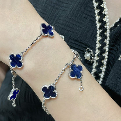 [：Polaidi Jewelry]CLOVER 5 MOTIF PIETERSITE SILVER BRACELET