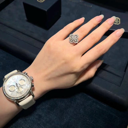 [：Polaidi Jewelry]LOOP RING FULL MOTIF DIAMOND 16MM SILVE