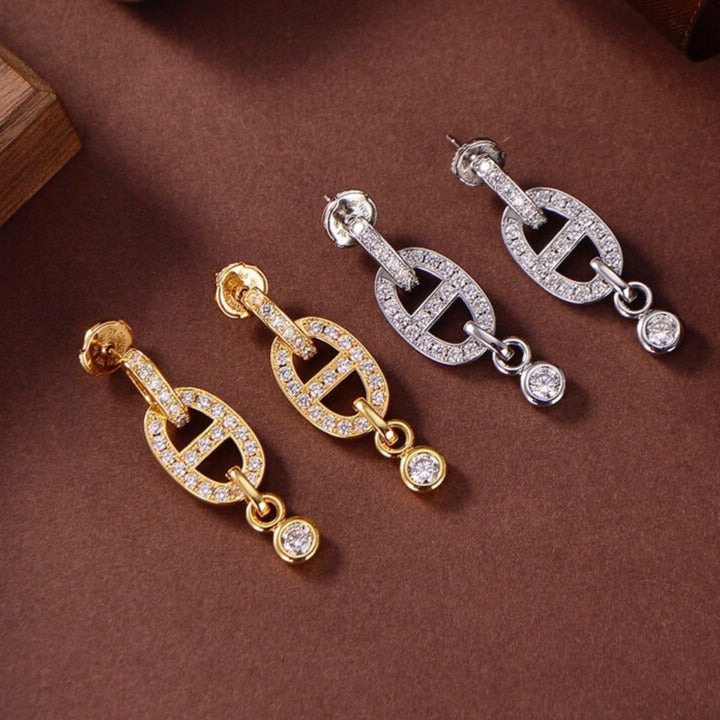 [：Polaidi Jewelry]HM チェーンダイヤモンドイヤリング