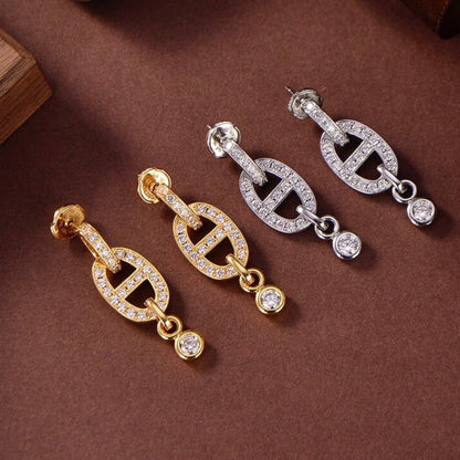 [：Polaidi Jewelry]HM チェーンダイヤモンドイヤリング