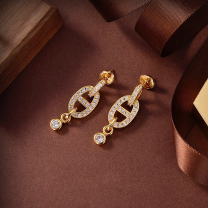 [：Polaidi Jewelry]HM チェーンダイヤモンドイヤリング