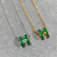 [Polaidi Jewelry ]POP H GREEN NECKLACE SILVER AND GOLD