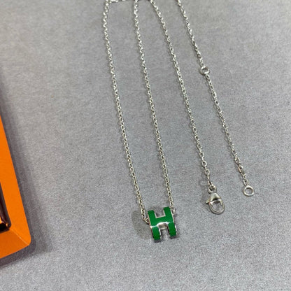 [Polaidi Jewelry]POP H GREEN NECKLACE SILVER AND GOLD