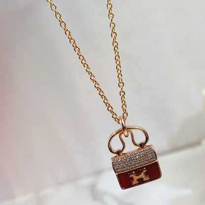 [：Polaidi Jewelry]CONSTANCE RED PEDANT PINK GOLD NECKLACE