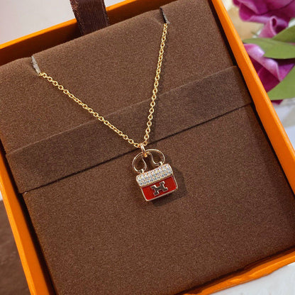 [：Polaidi Jewelry]CONSTANCE RED PEDANT PINK GOLD NECKLACE
