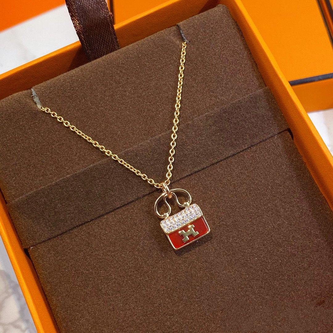 [：Polaidi Jewelry]CONSTANCE RED PEDANT PINK GOLD NECKLACE