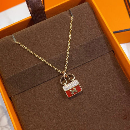 [Polaidi Jewelry]CONSTANCE RED PEDANT PINK GOLD NECKLACE