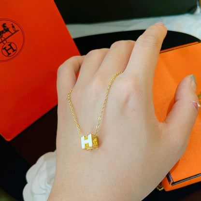 [：Polaidi Jewelry]H WHITE SQUARE GOLD NECKLACE